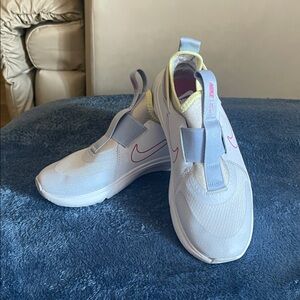 Nike White and Pink Slip-On Shoes